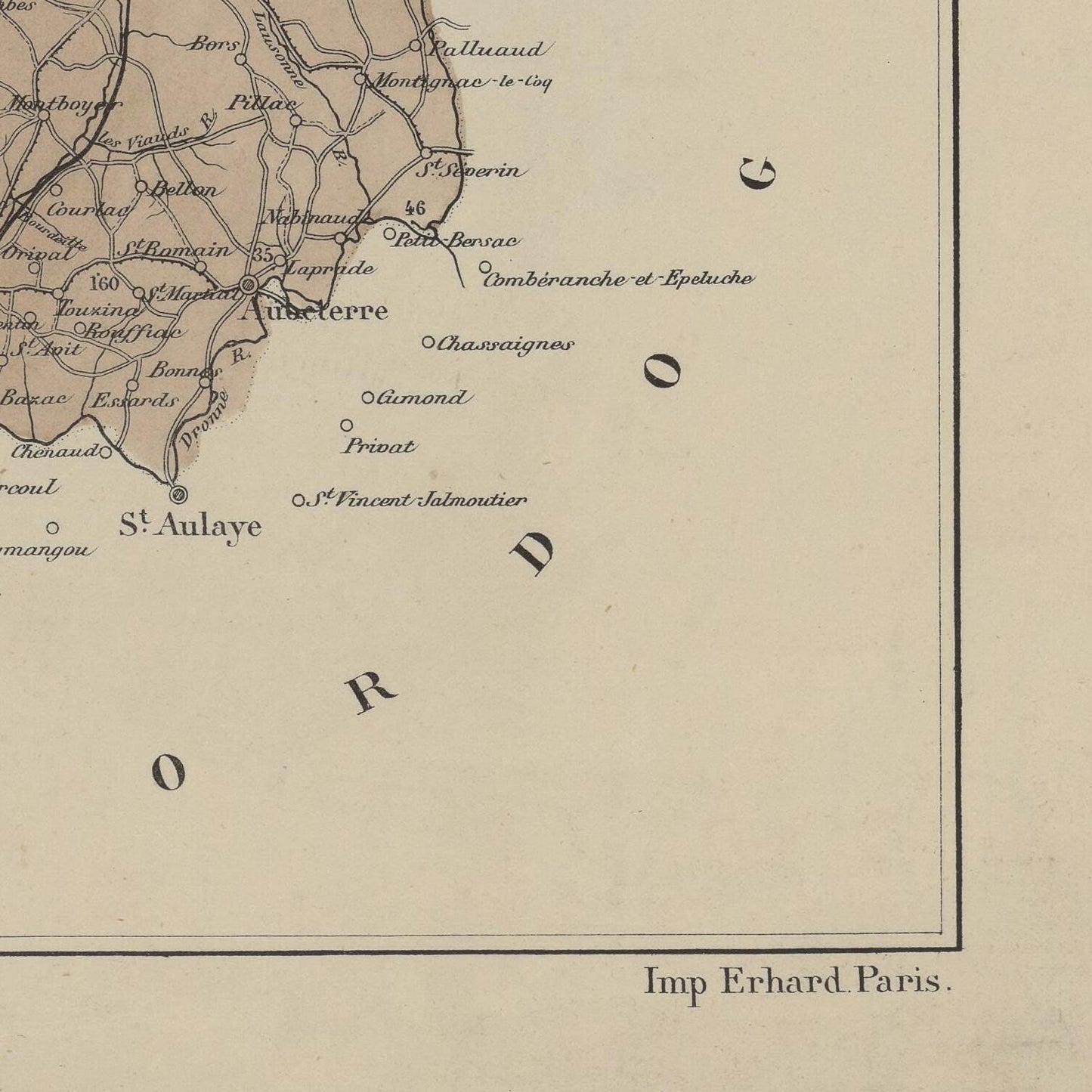 detail of the map from the bottom right corner