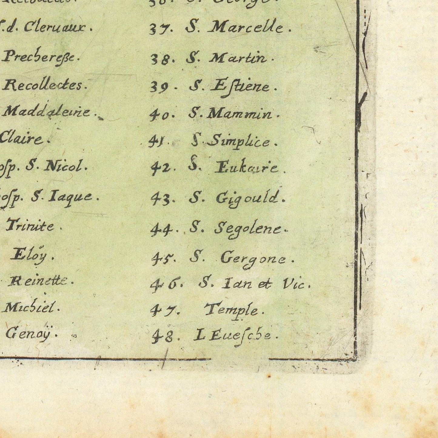 detail of the map from the bottom right corner