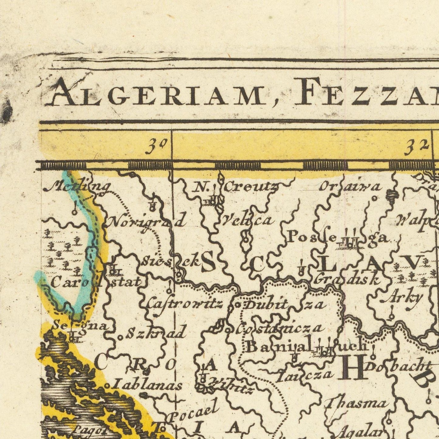 detail of the map from the top left corner