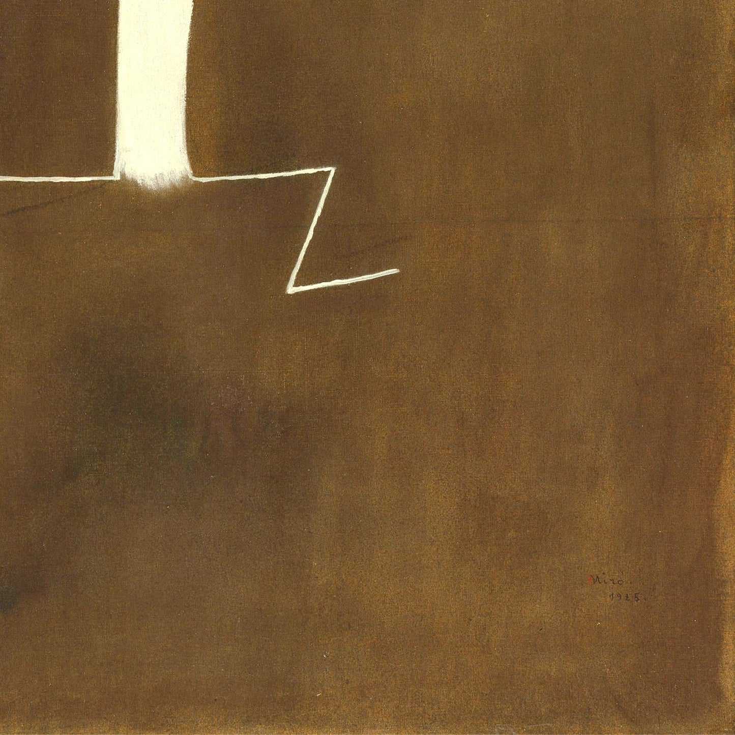 Abstract art with brown and white shapes on a brown background