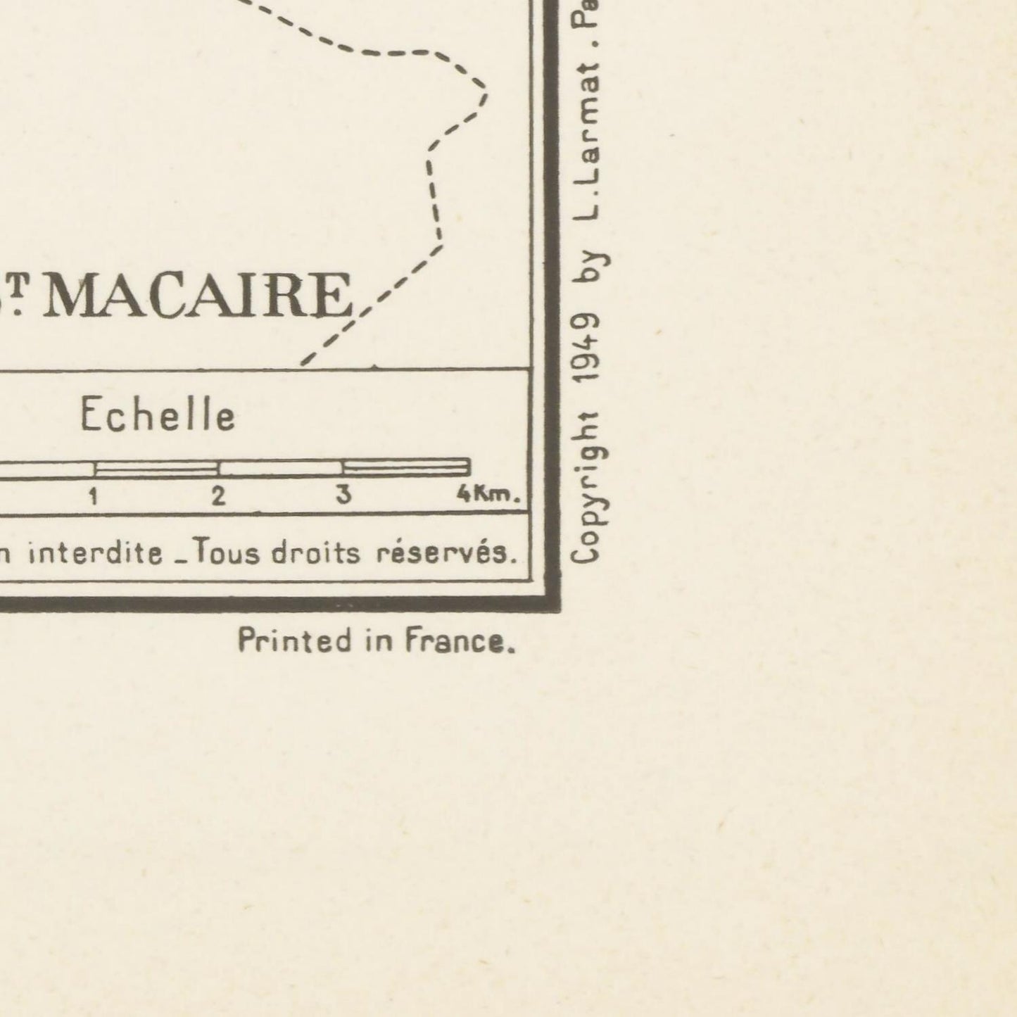 Vintage map of Saint-Macaire with scale and copyright information.