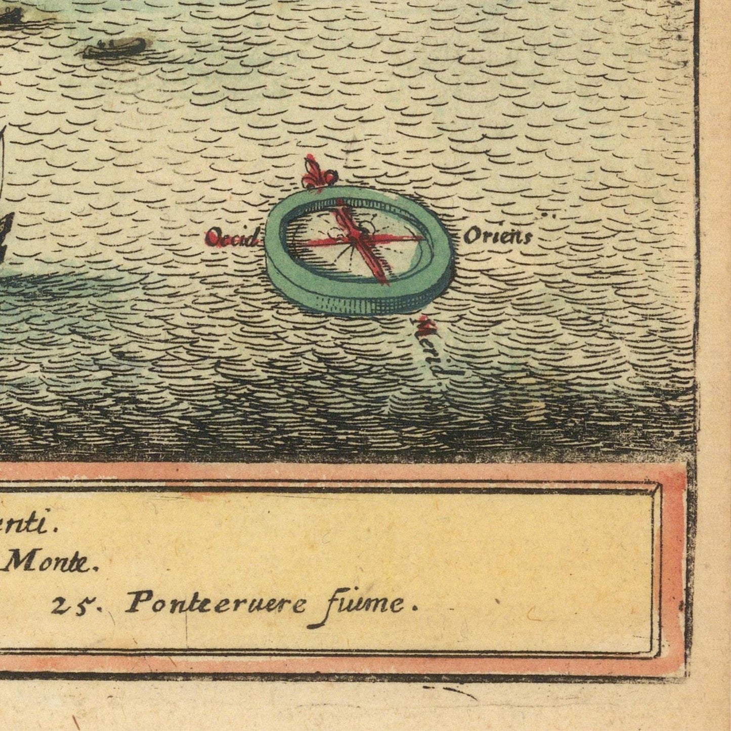 Vintage map detail with a compass rose and text