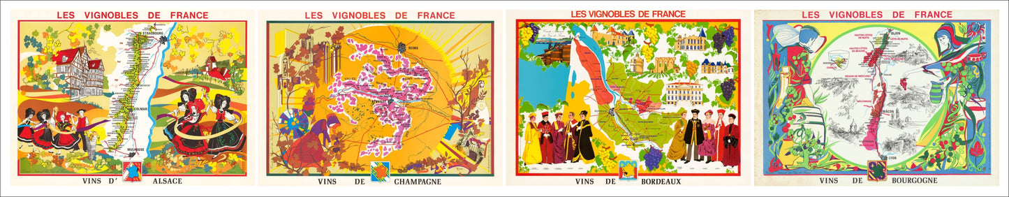 presentation of 4 maps reproduction without a frame