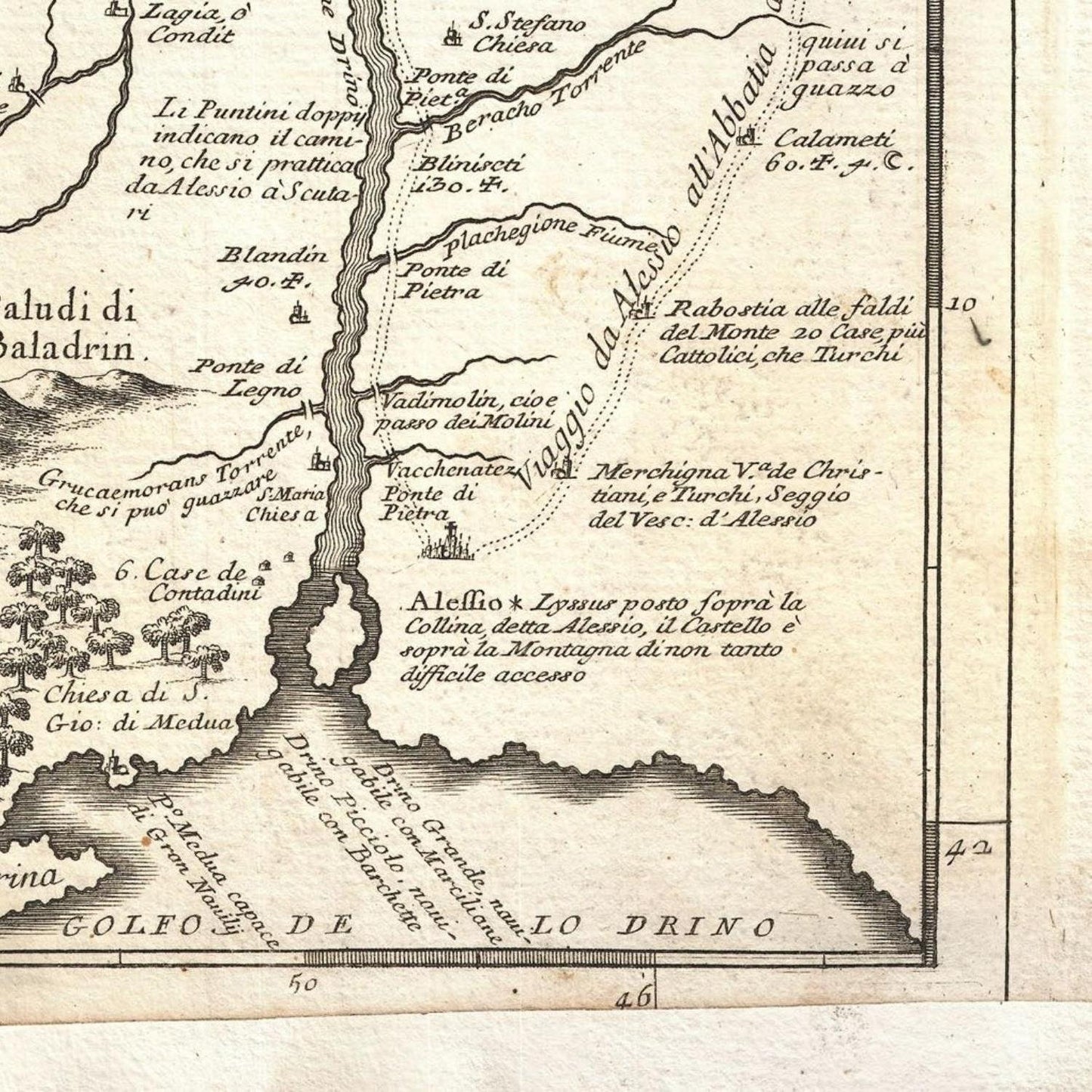 detail of the map from the bottom right corner