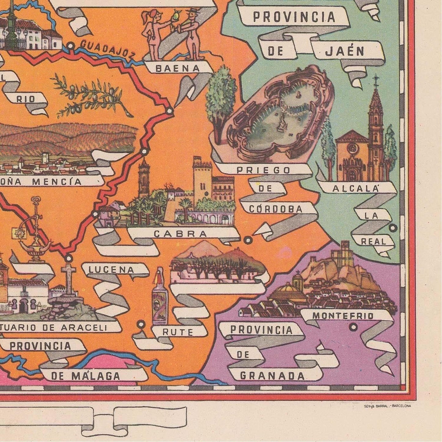 detail of the map from the bottom right corner