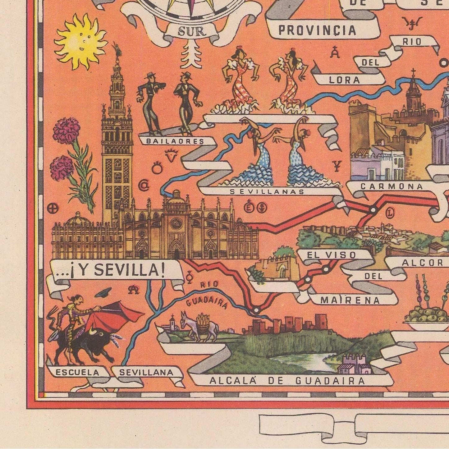 detail of the map from the bottom left corner