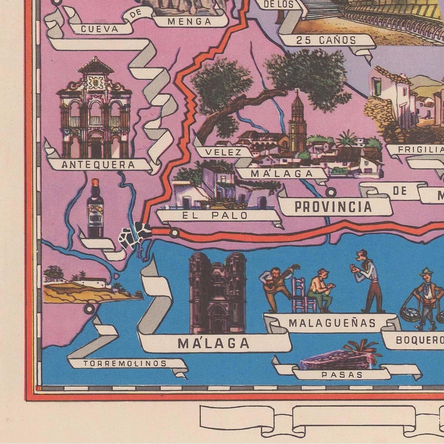 detail of the map from the bottom left corner