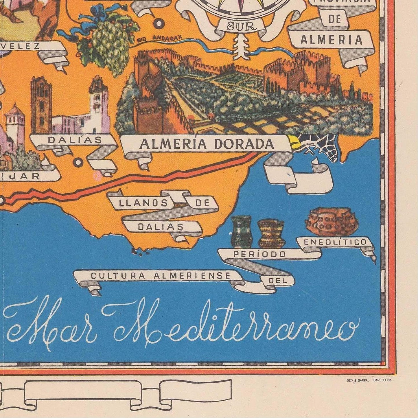 detail of the map from the bottom right corner
