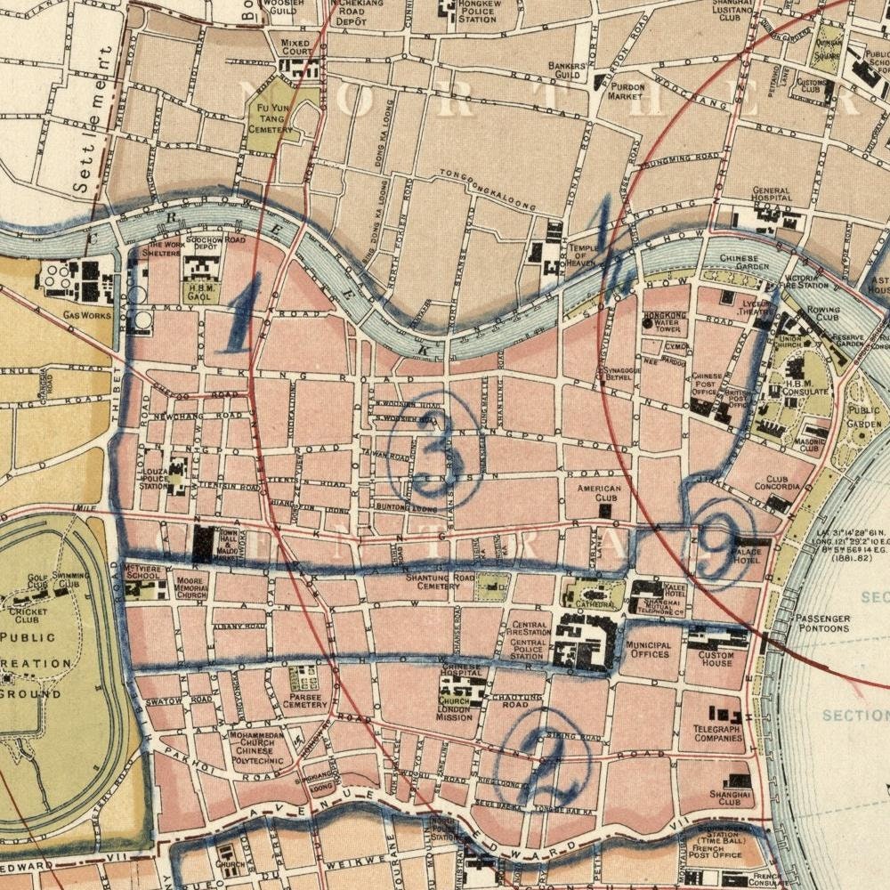 detail of the map from the centre