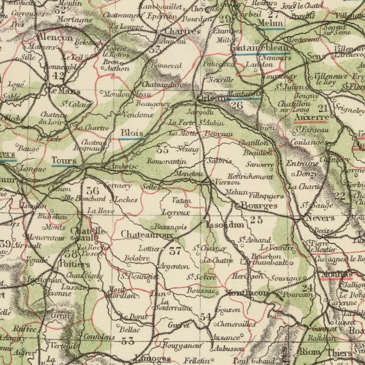 detail of the map from the centre left