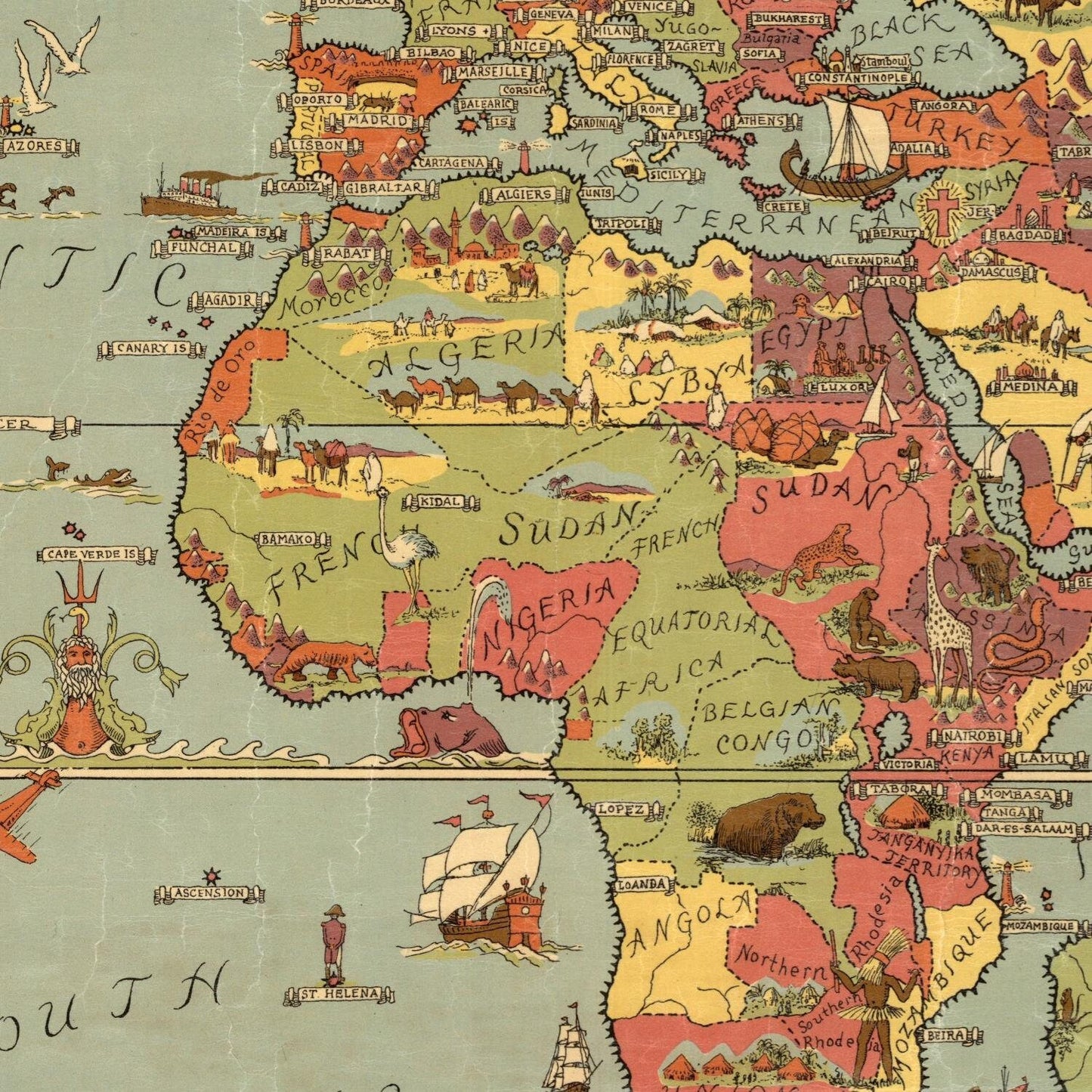 detail of the map from the centre