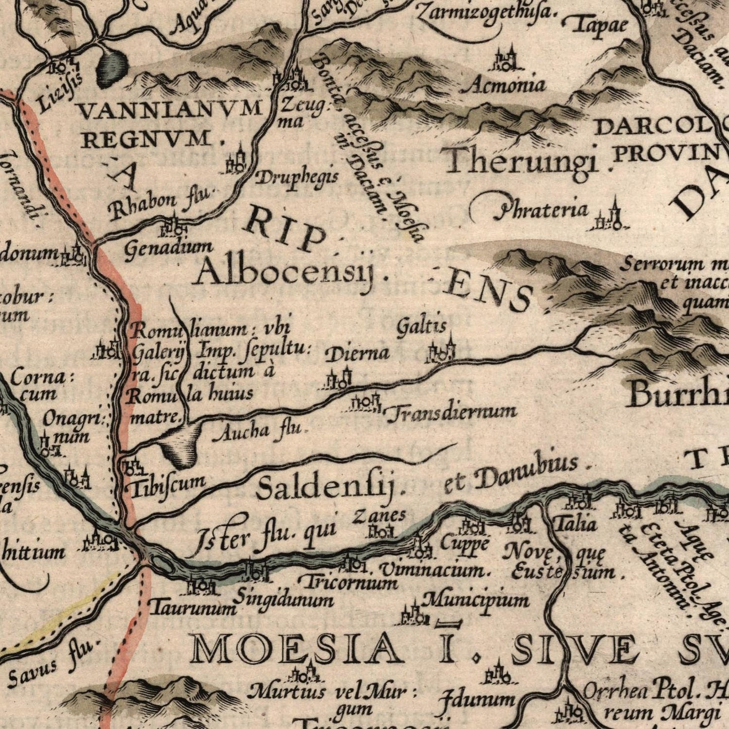 detail of the map from the centre left