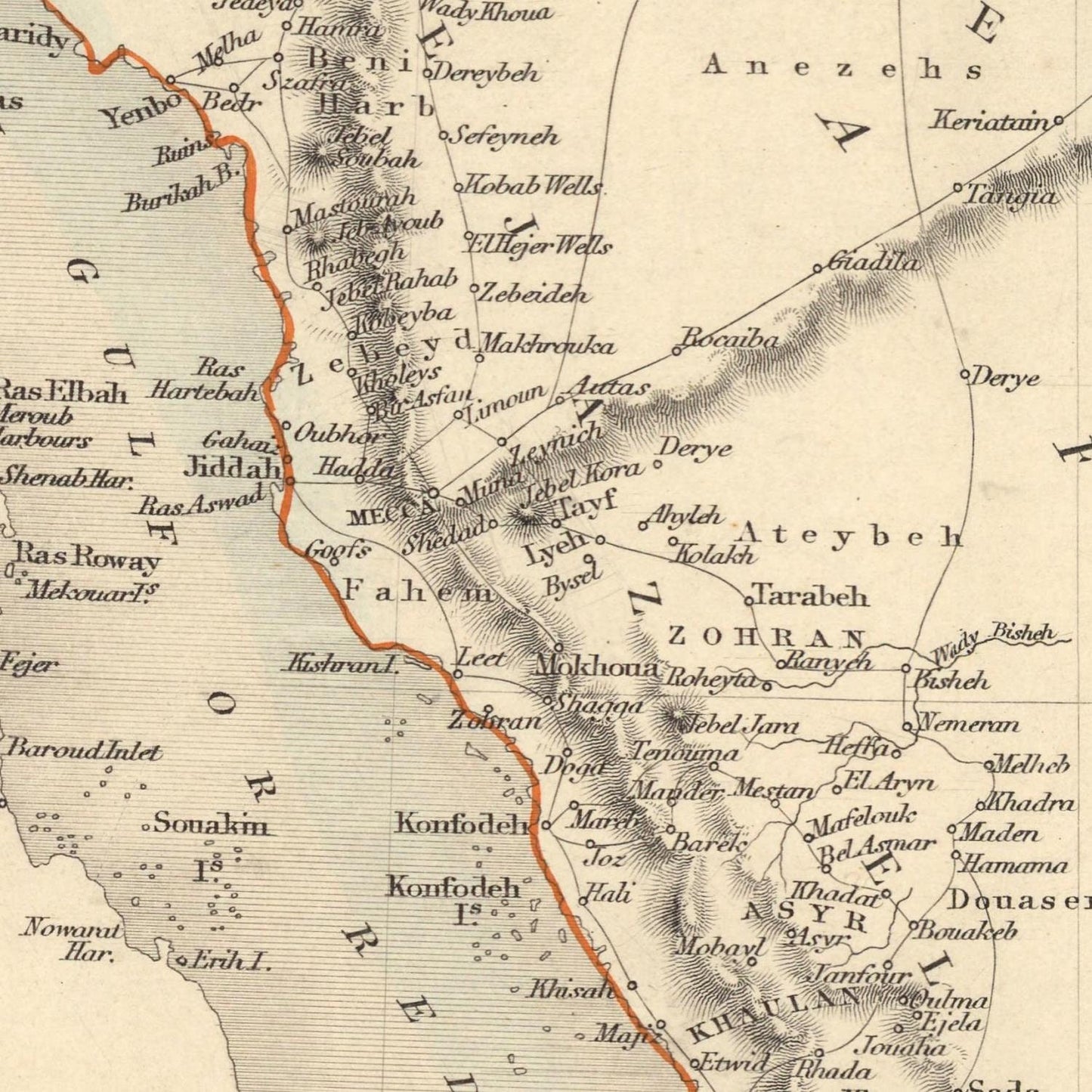 detail of the map from the centre left