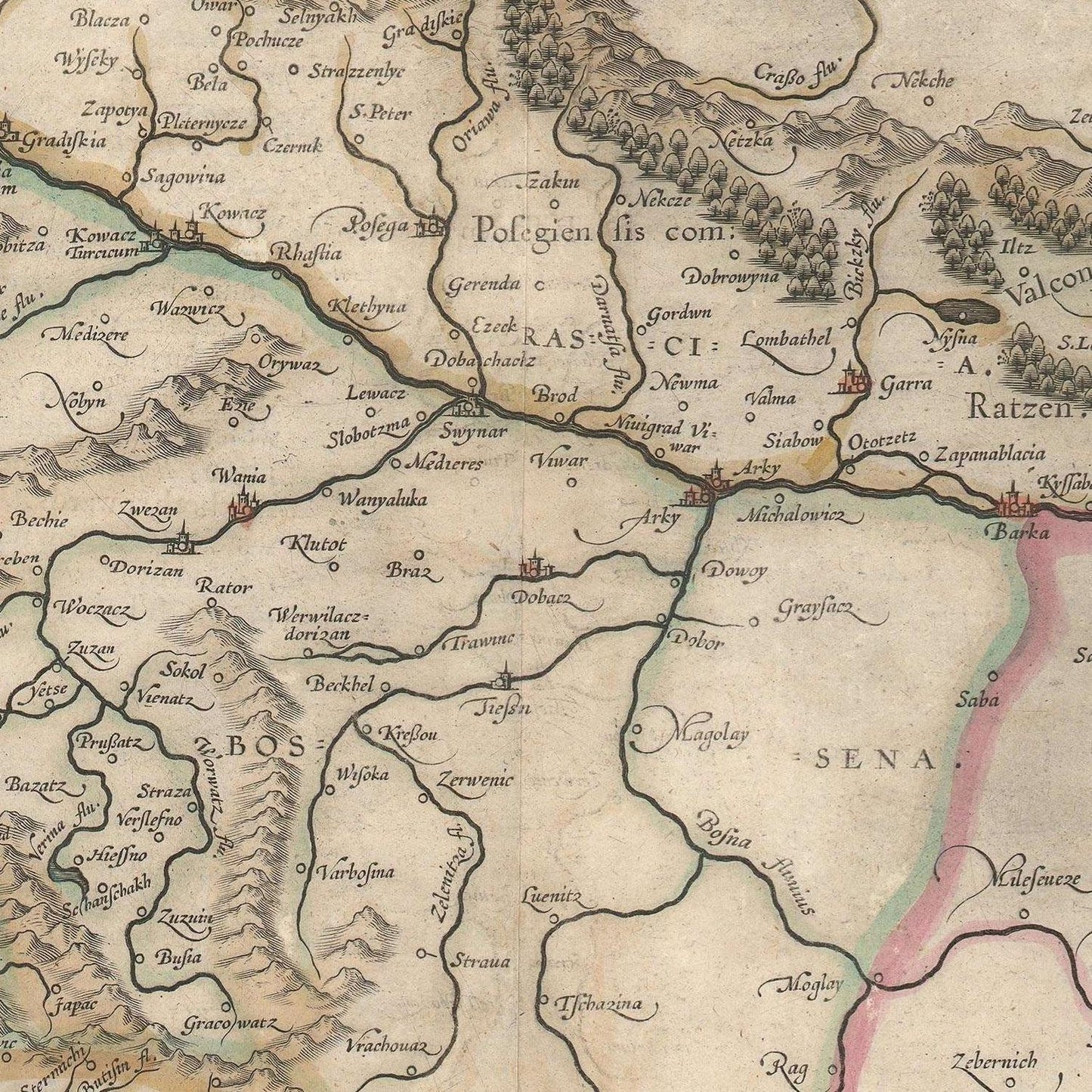 detail of the map from the centre