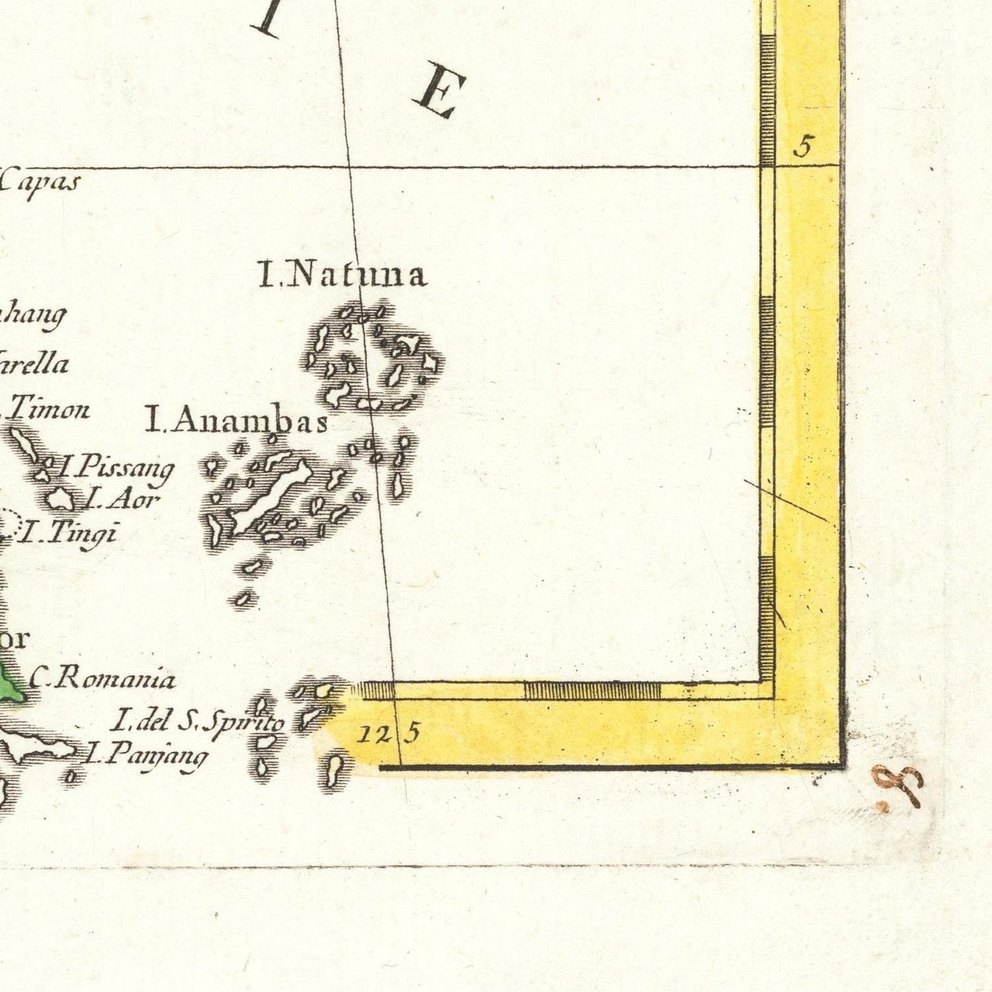 detail of the map from the bottom right corner