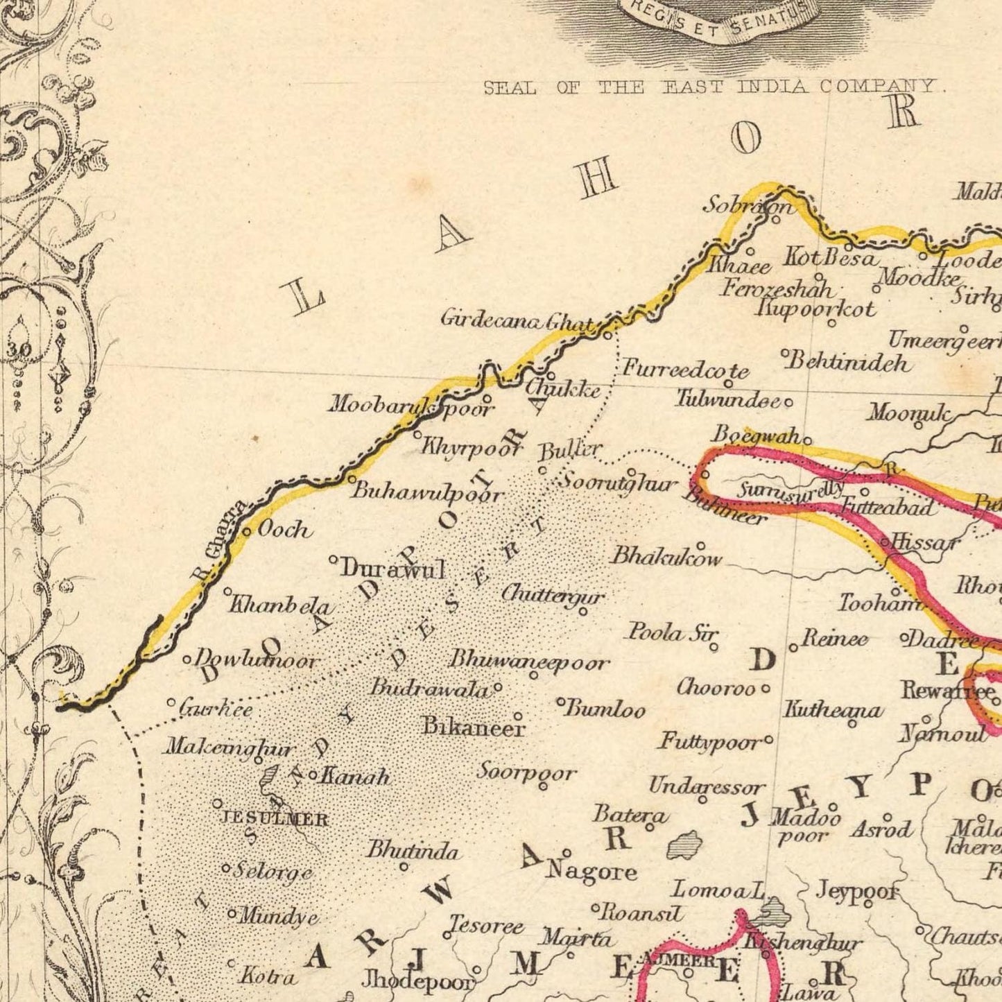 detail of the map from the centre
