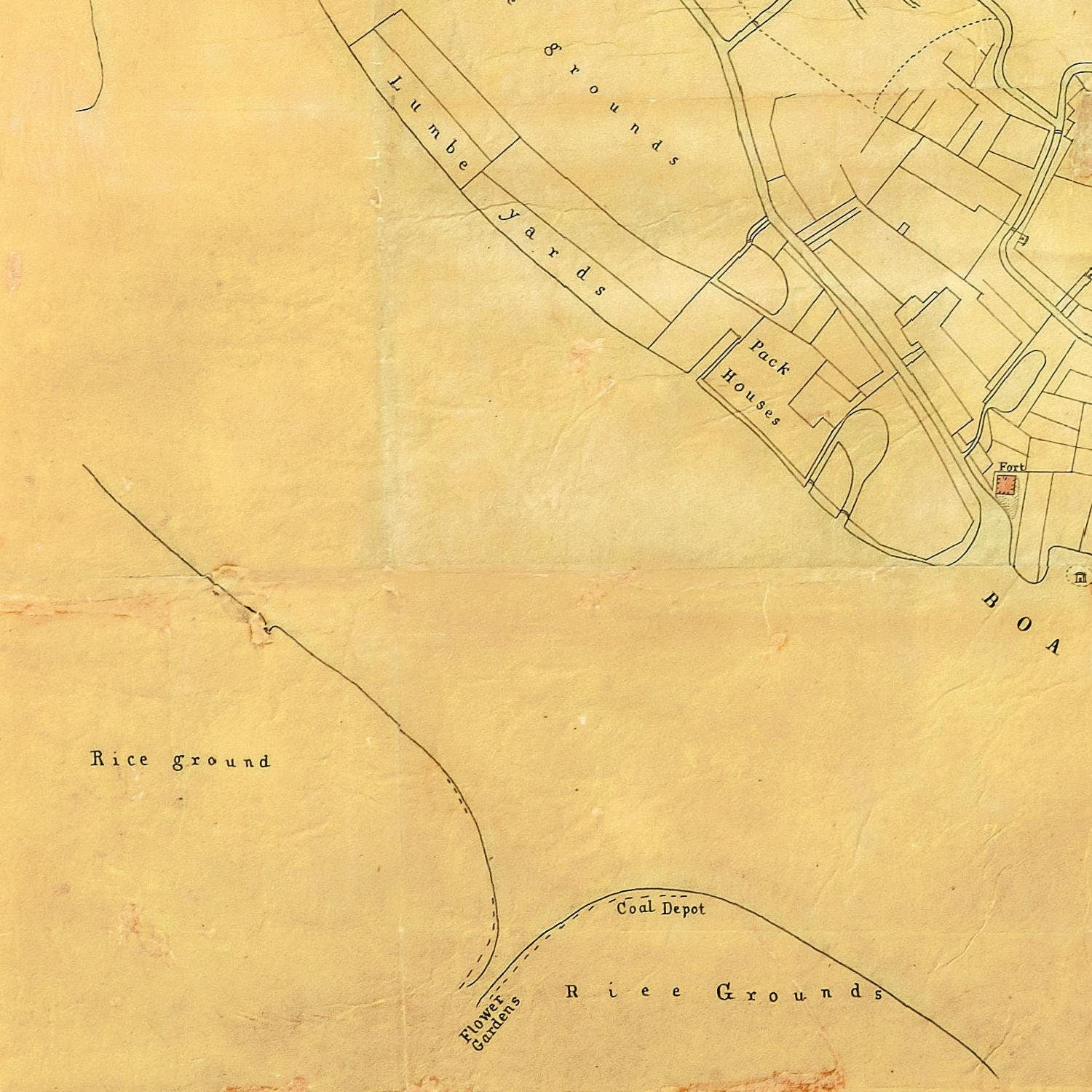 detail of the map from the bottom left corner
