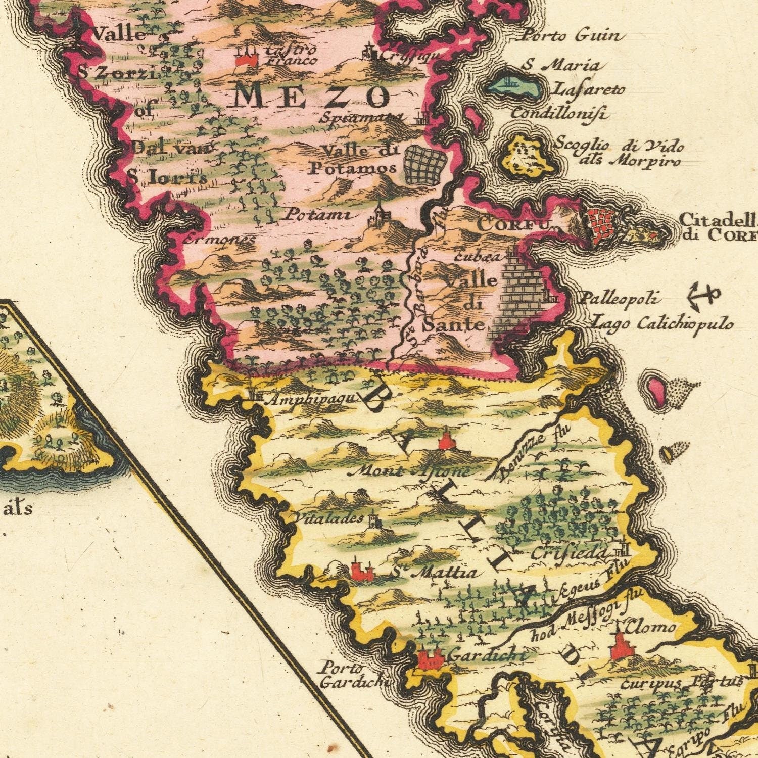 detail of the map from the centre