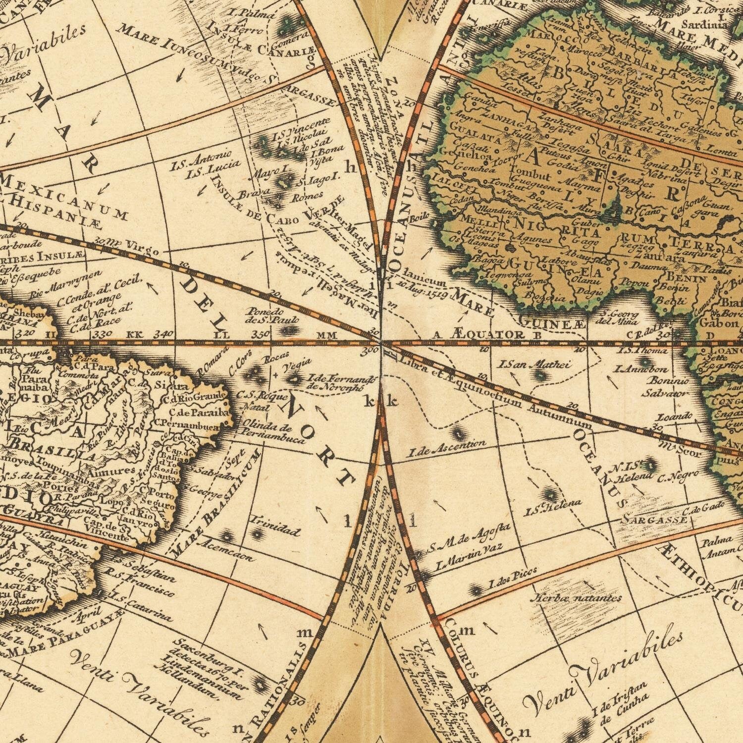 detail of the map from the centre