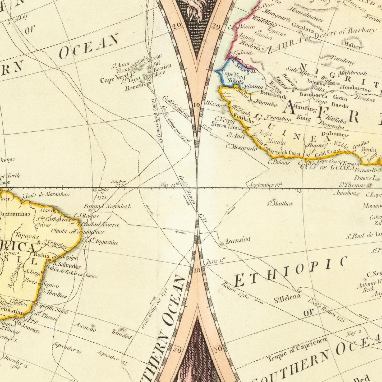 detail of the map from the centre
