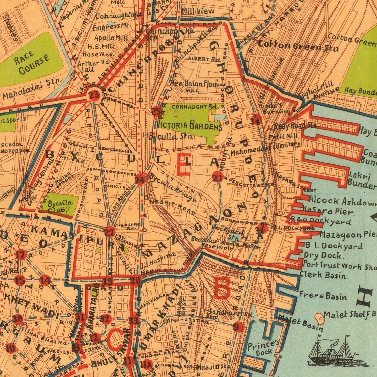 detail of the map from the centre