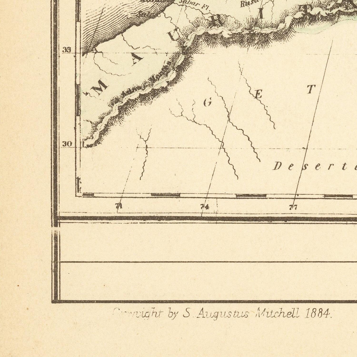 detail of the map from the bottom left corner