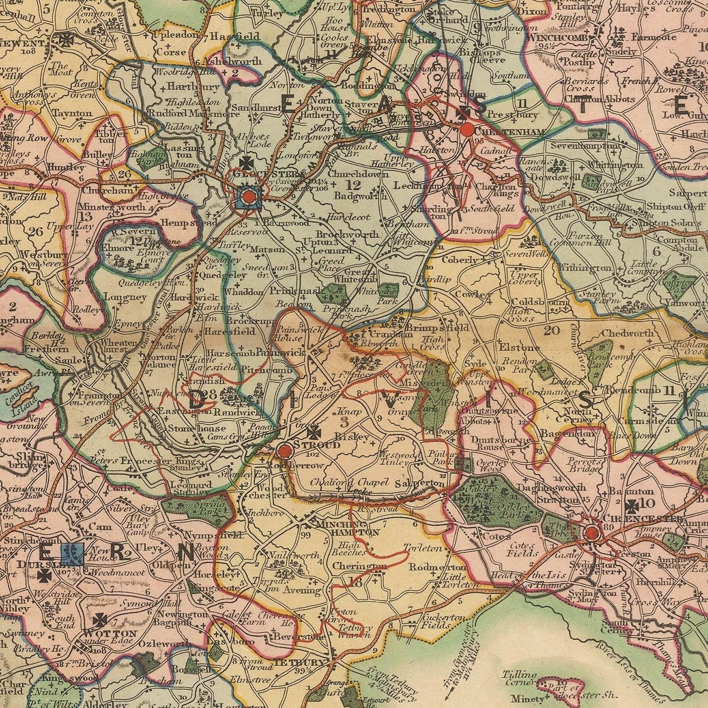 detail of the map from the centre