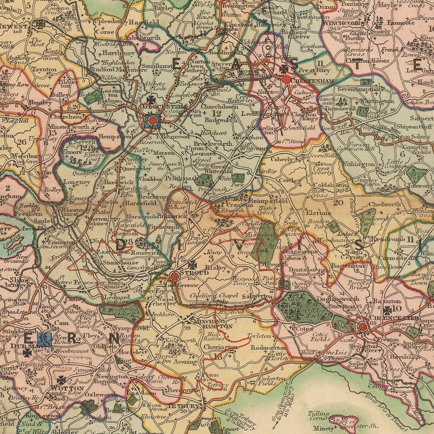 detail of the map from the centre