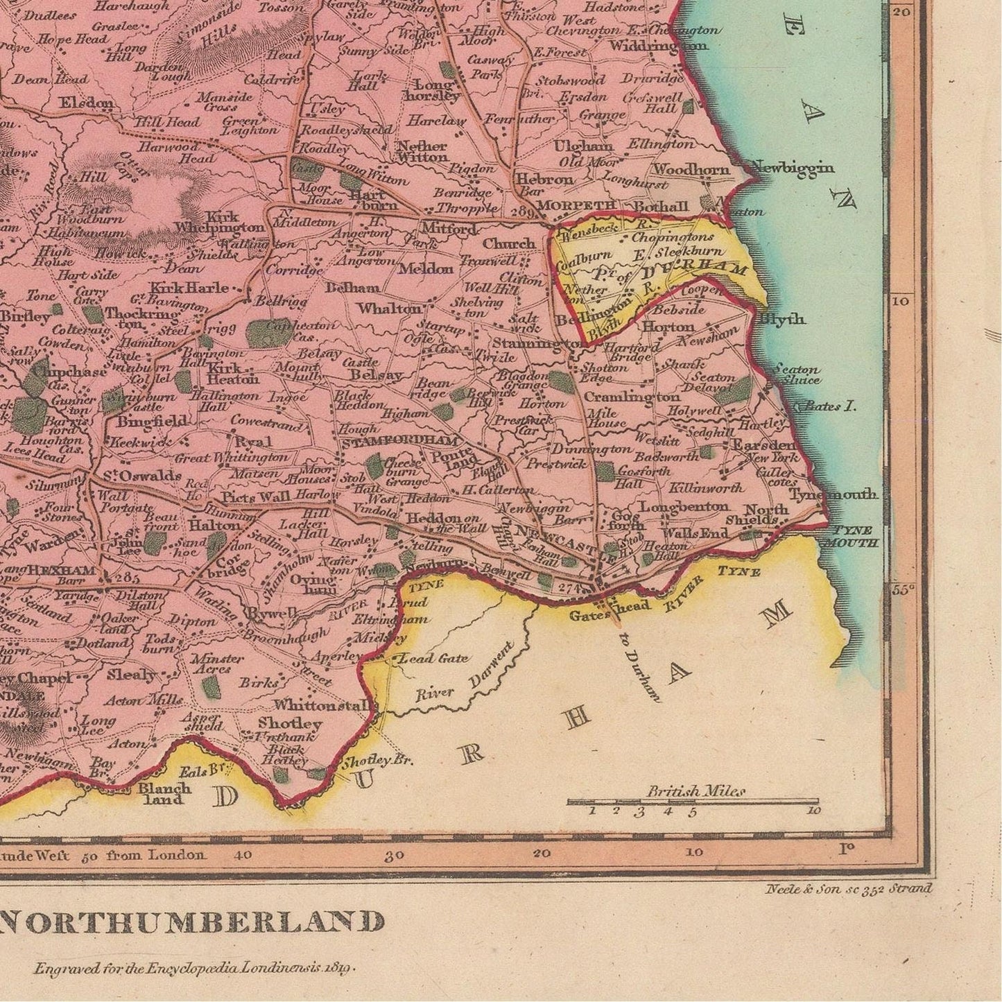 detail of the map from the bottom right corner