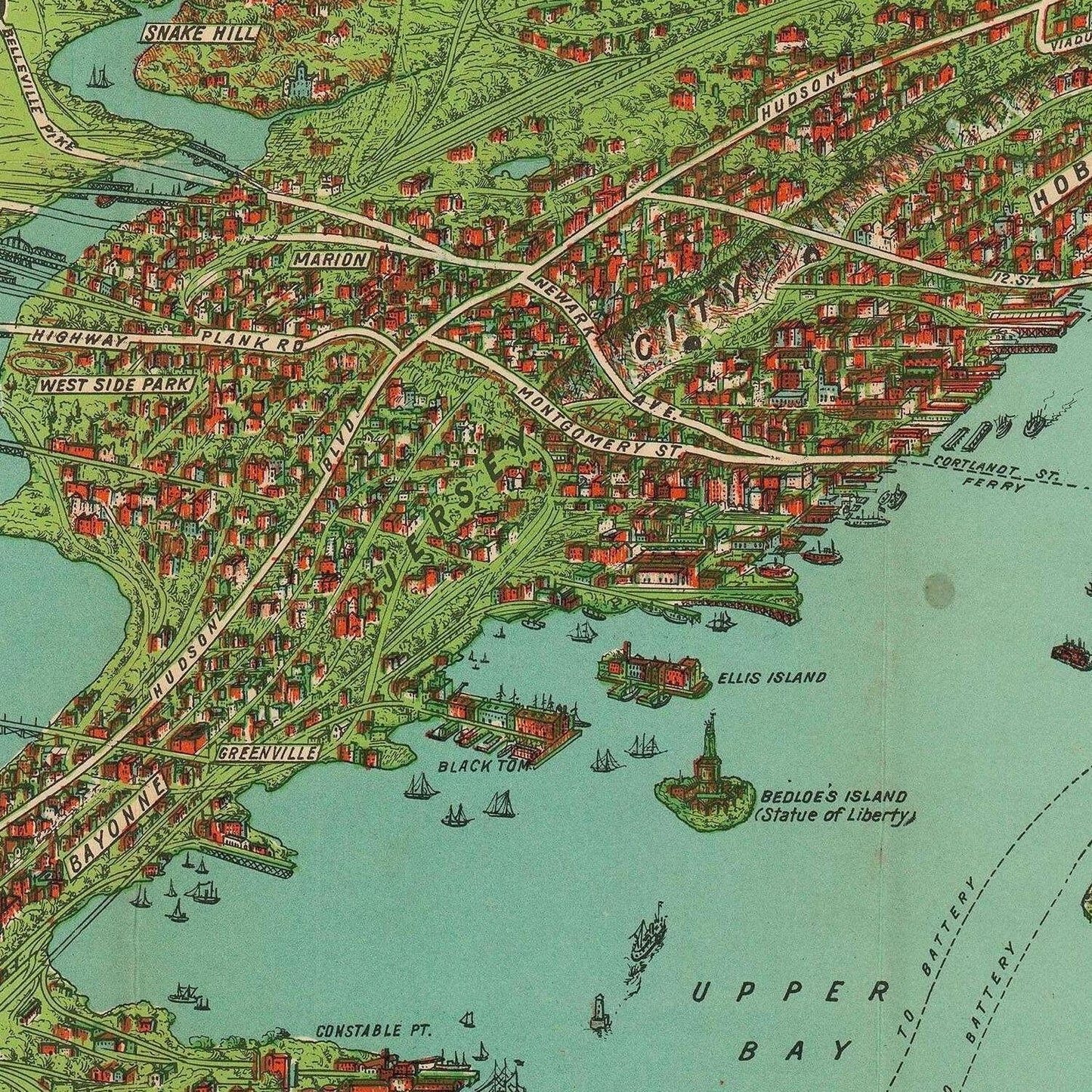 detail of the map from the centre left