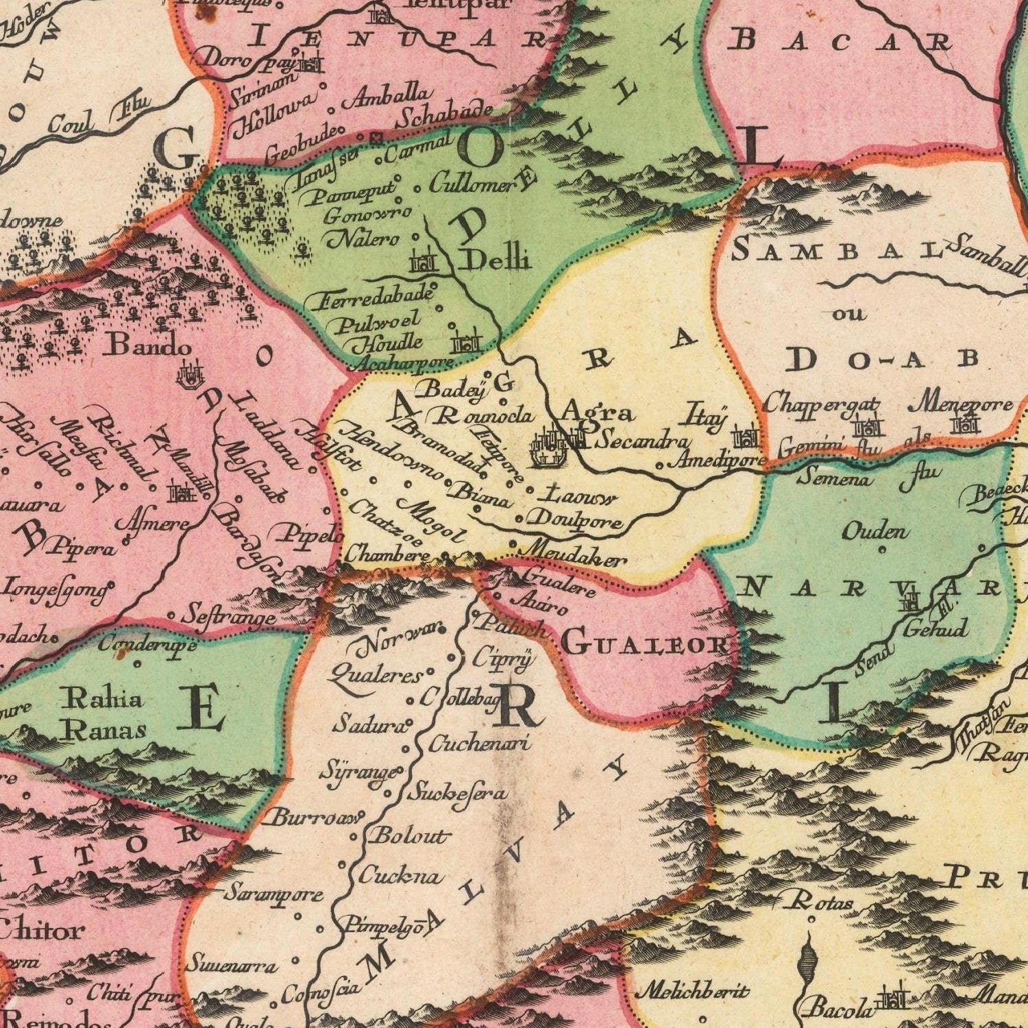 detail of the map from the centre