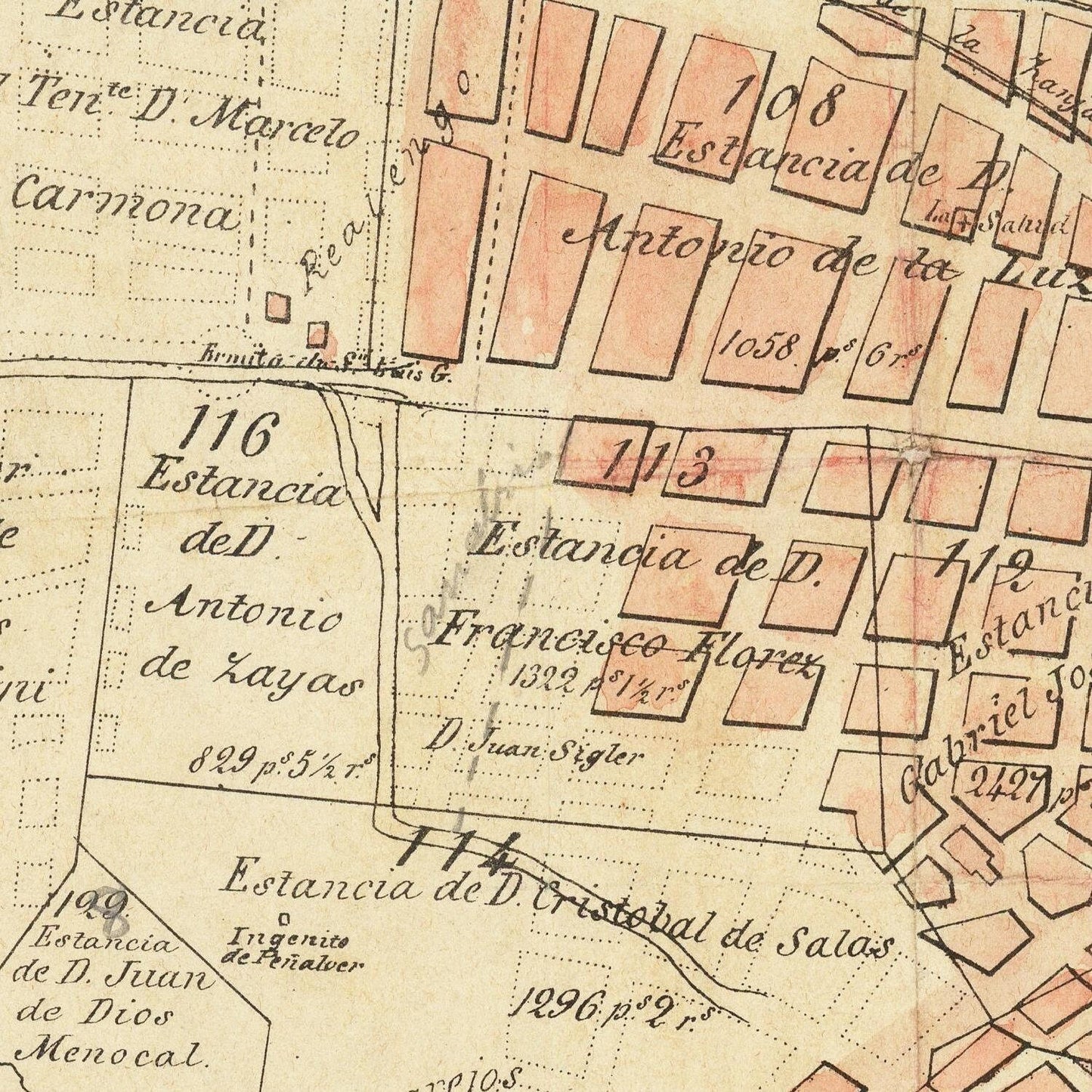 detail of the map from the centre