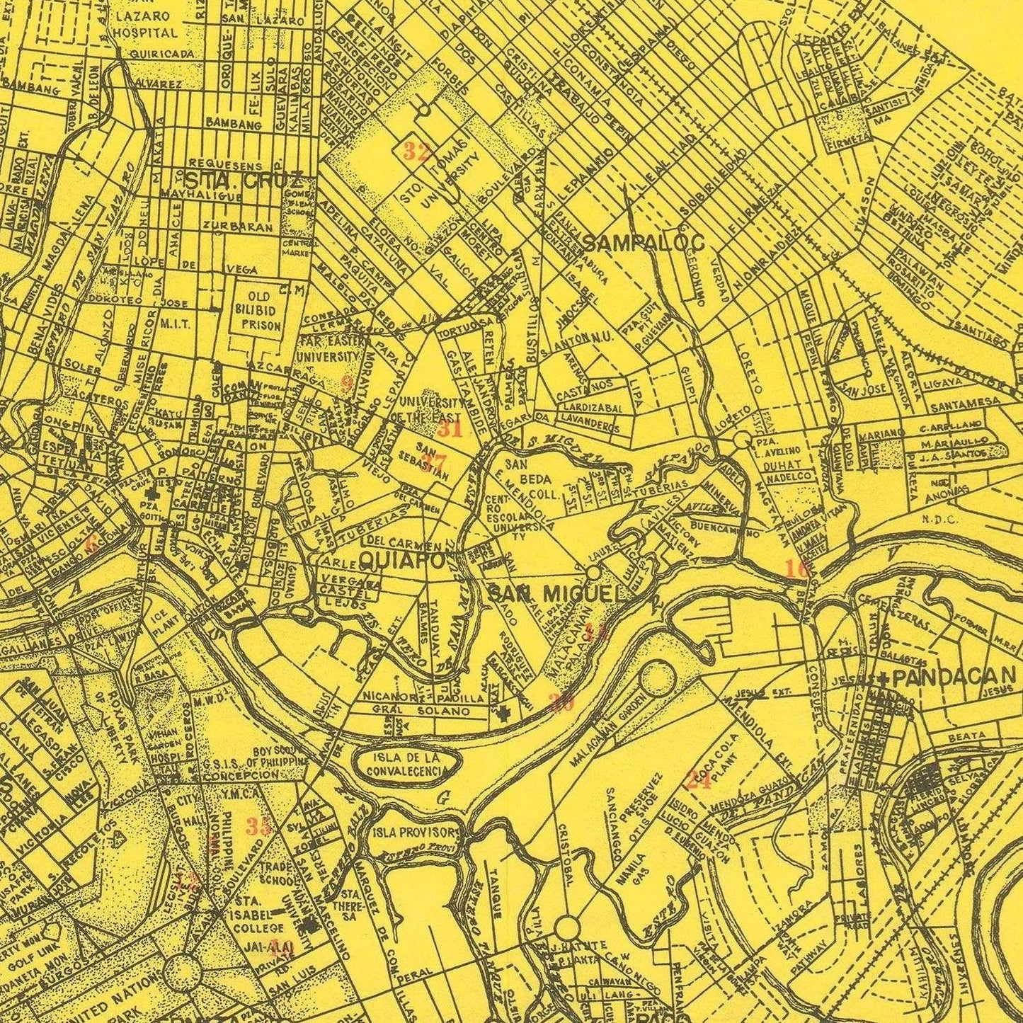 detail of the map from the centre