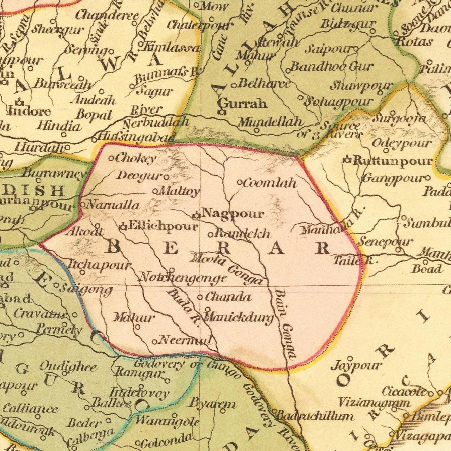 detail of the map from the centre