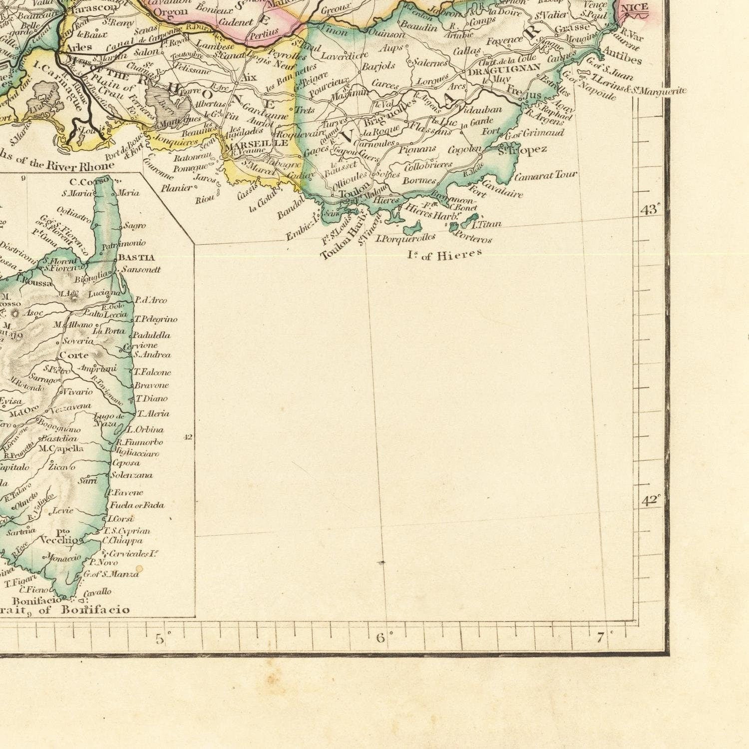 detail of the map from the bottom right corner