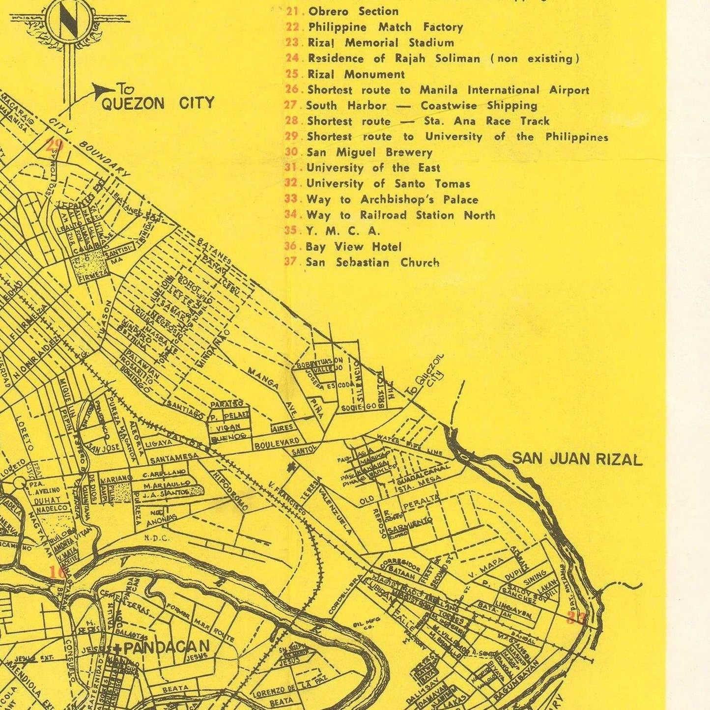 detail of the map from the centre