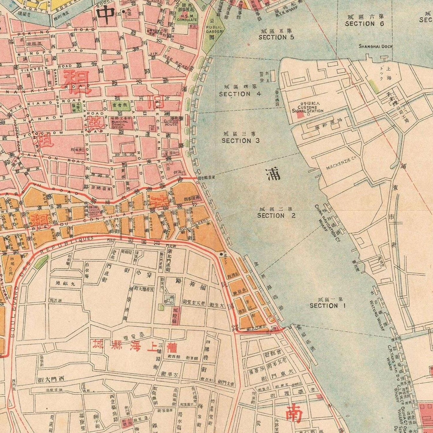 detail of the map from the centre