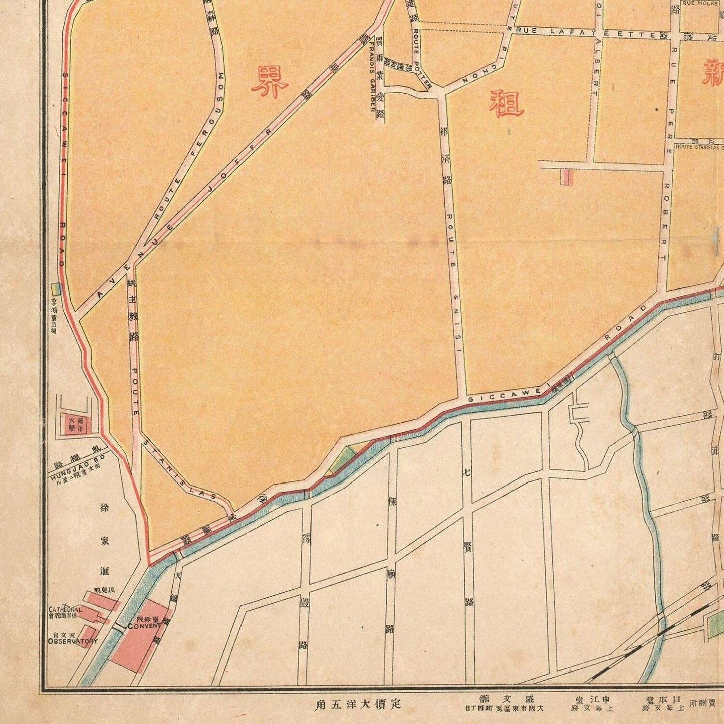 detail of the map from the bottom left corner