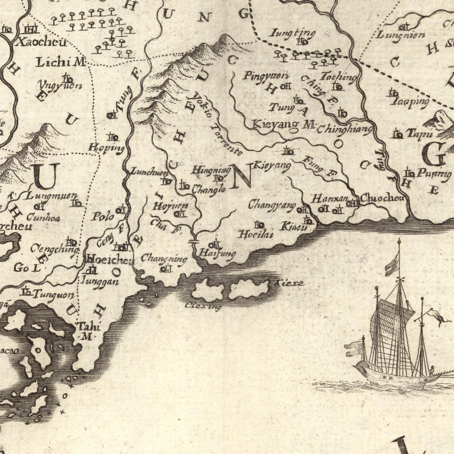 detail of the map from the centre