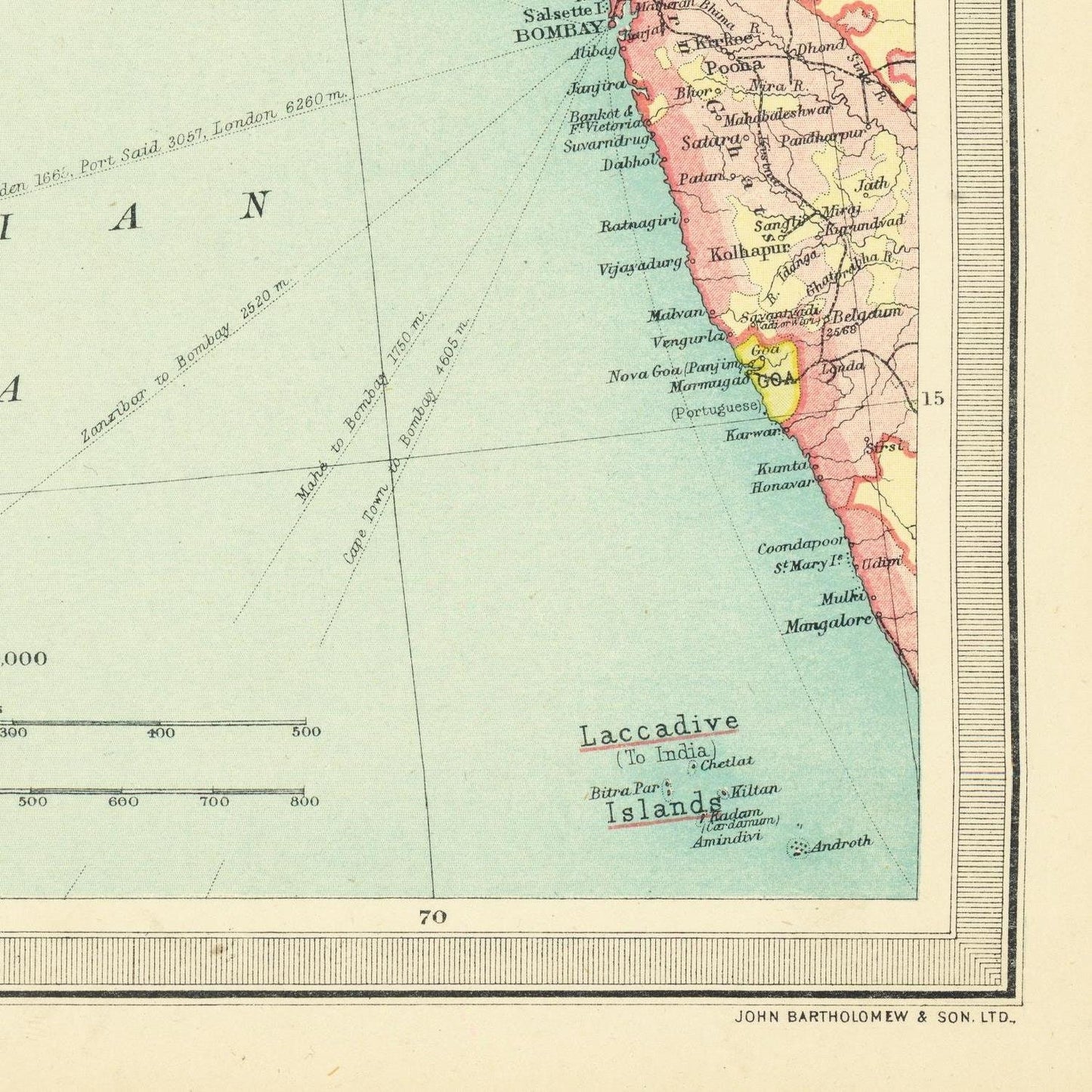detail of the map from the bottom right corner
