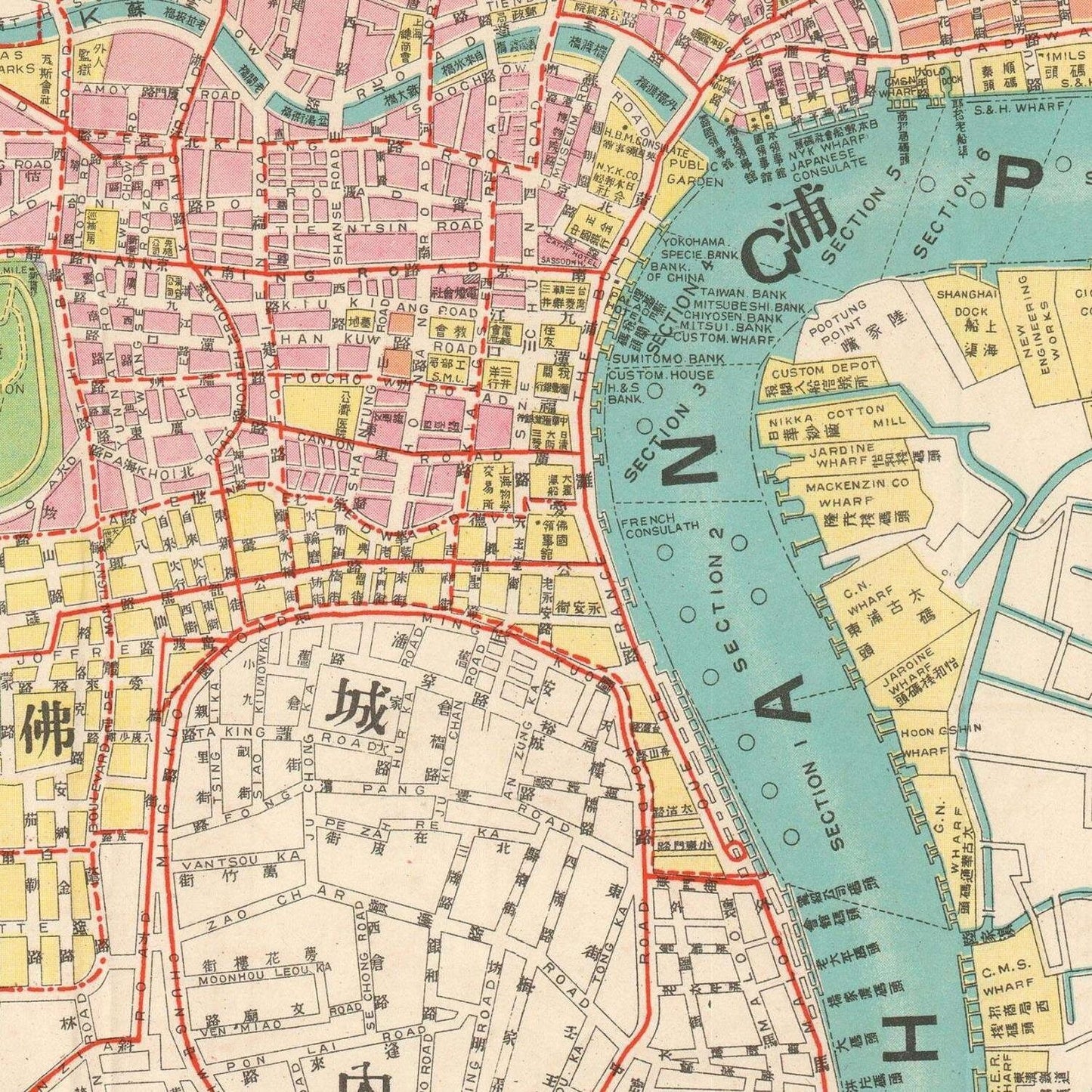 detail of the map from the centre
