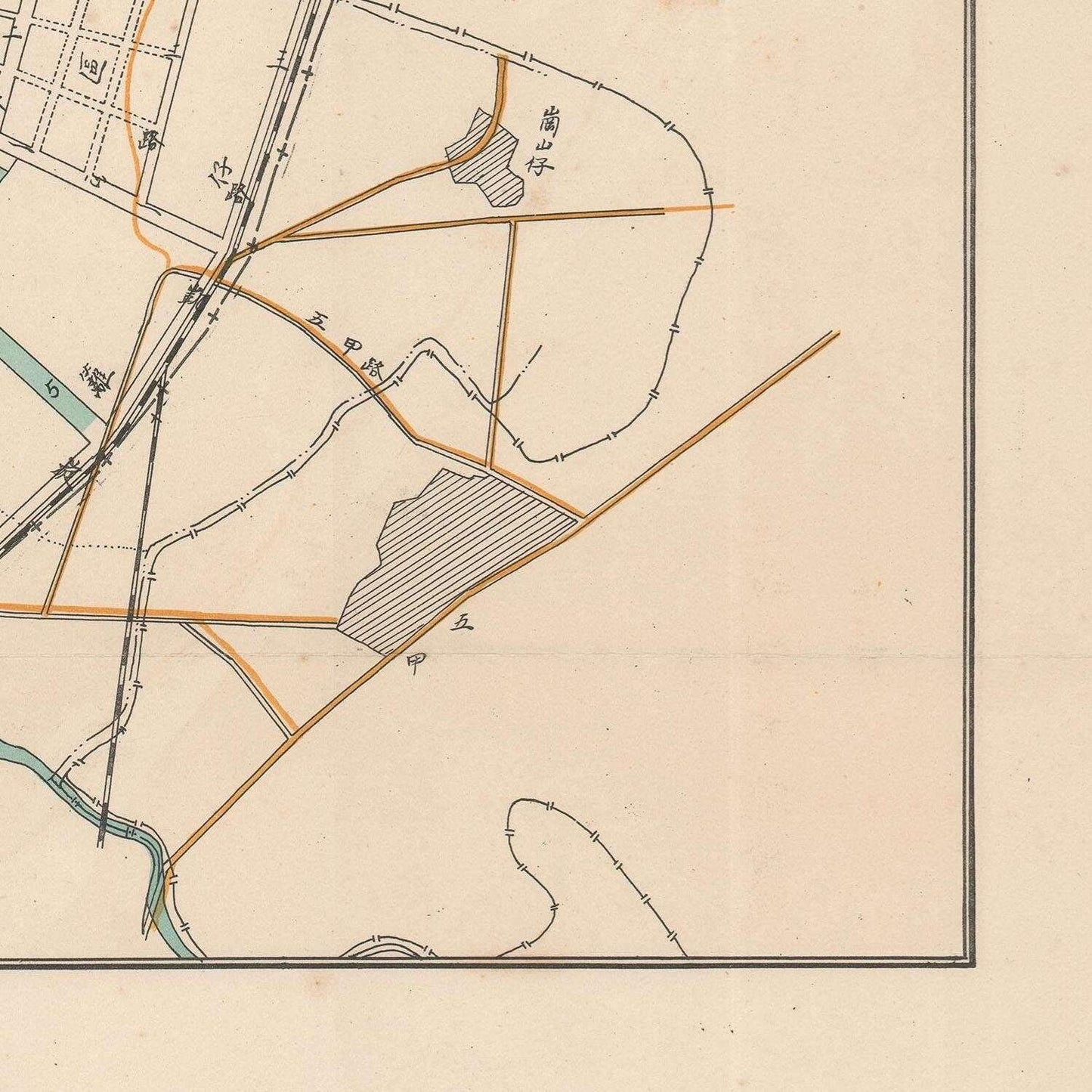 detail of the map from the bottom right corner