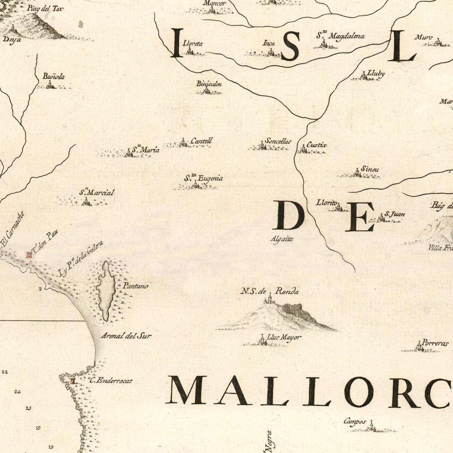 detail of the map from the centre