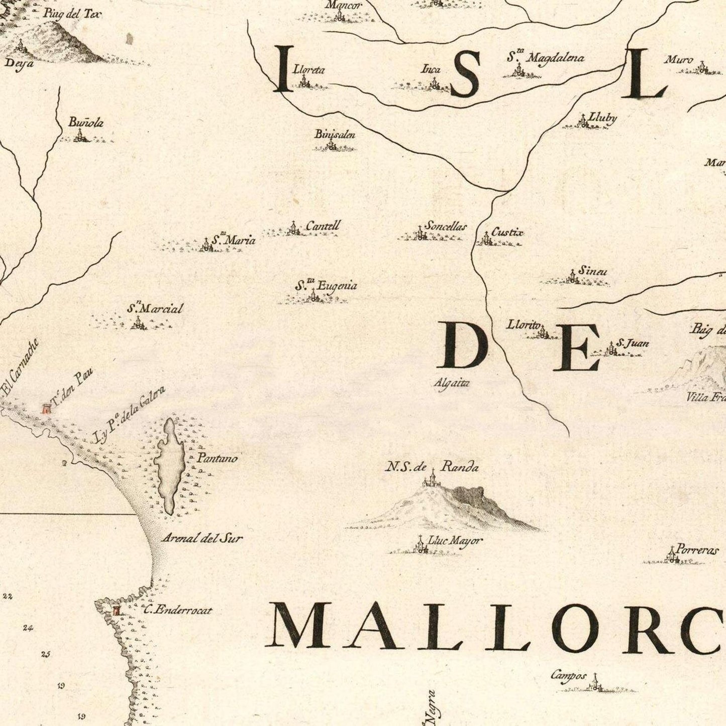 detail of the map from the centre