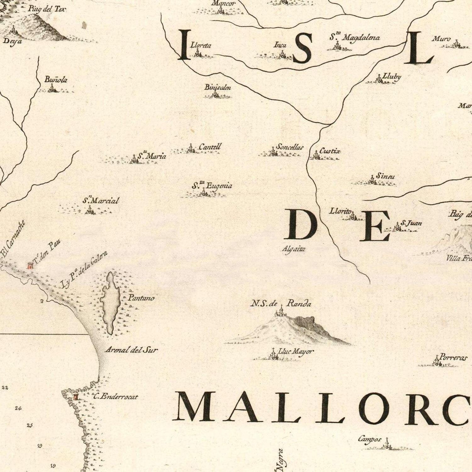 detail of the map from the centre