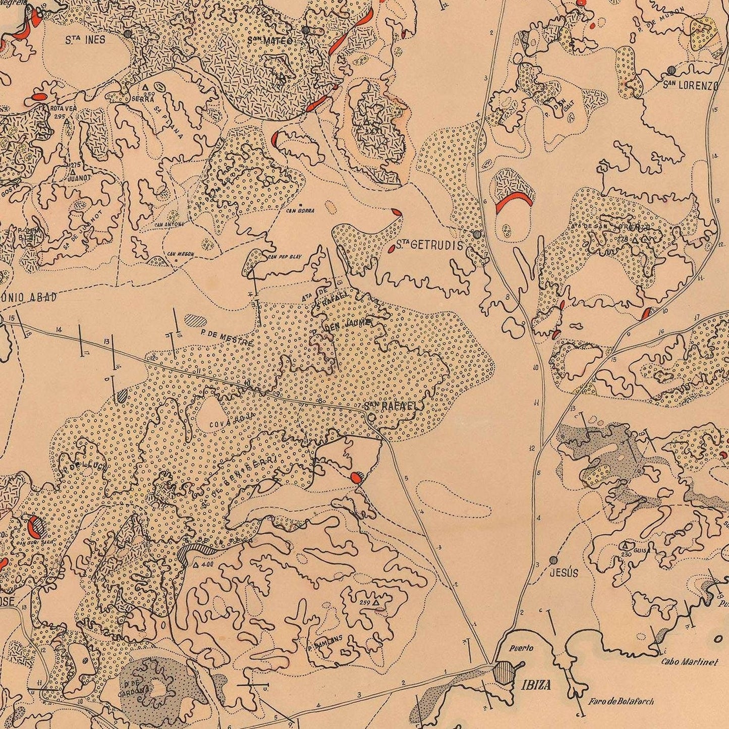 detail of the map from the centre