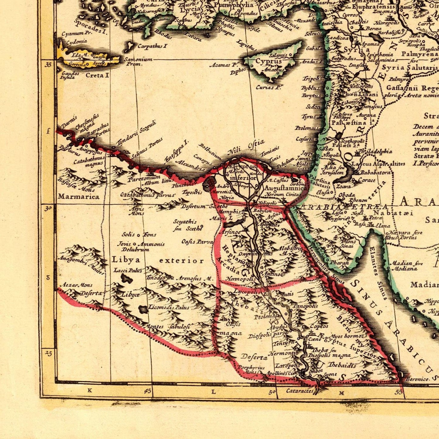 detail of the map from the bottom left corner