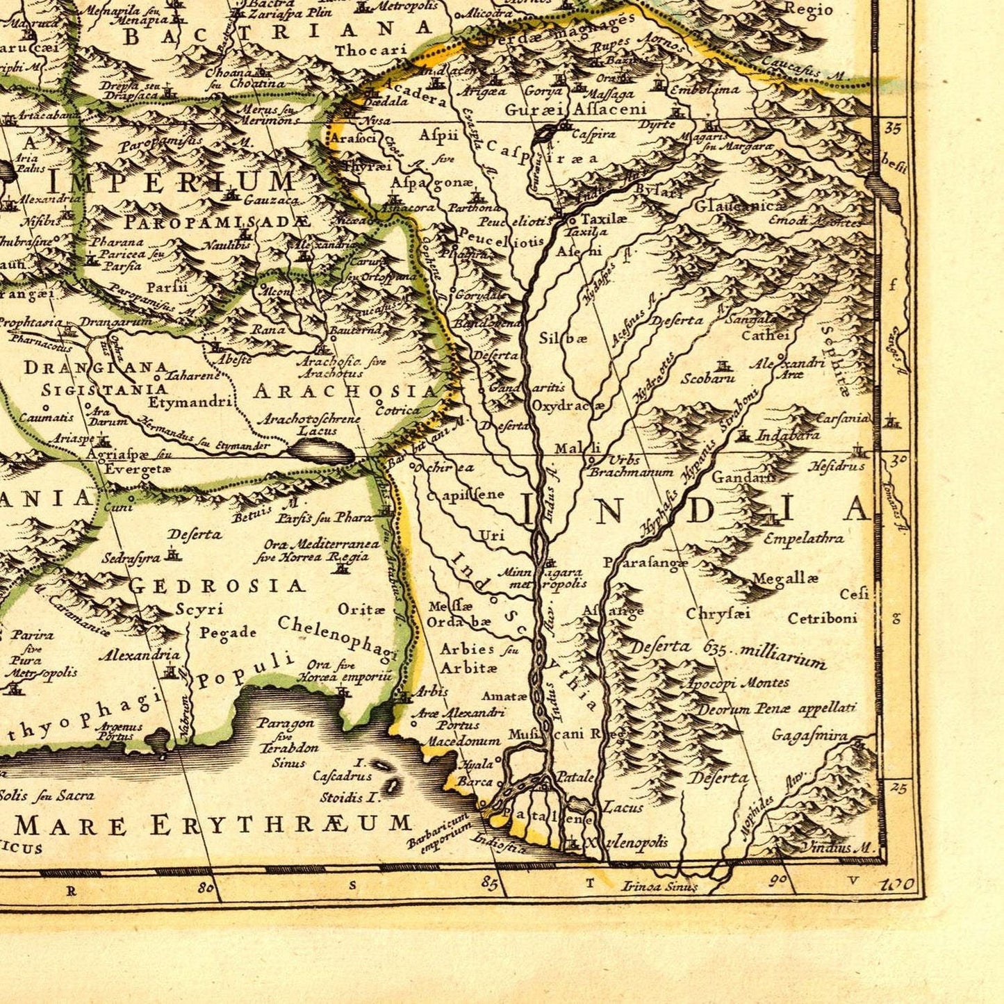 detail of the map from the bottom right corner