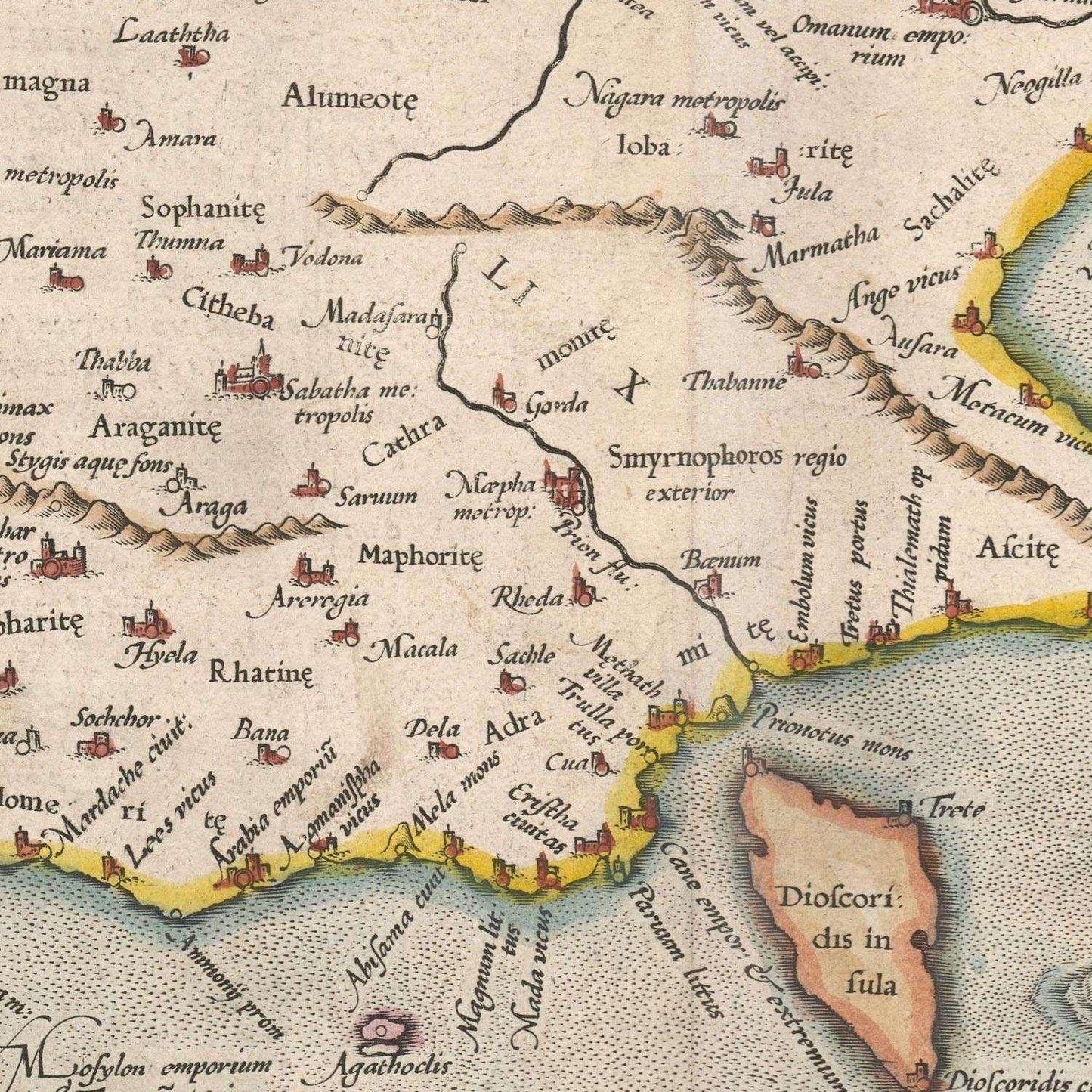 detail of the map from the centre