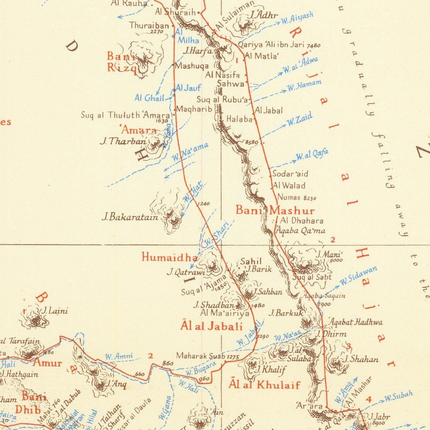 detail of the map from the centre